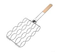 SiSinkal Panier de barbecue pliable sans maïs, poignée en bois résistant à la chaleur, grille métallique pour la cuisson des oreilles sur le feu de camp au gaz, outil de verrouillage sécurisé pour le