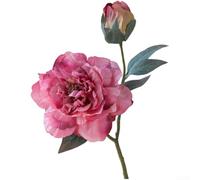 SiSinkal Pivoine rustique en soie avec bords brûlés, tige artificielle d'automne pour décoration de maison, hôtel, mariage, 50 cm (violet rouge)