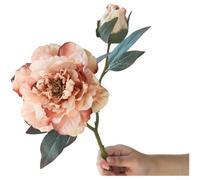 SiSinkal Pivoine rustique en soie avec bords brûlés, tige artificielle d'automne pour décoration de maison, hôtel, mariage, 50 cm (automne étincelant)