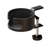 SiSinkal Porte-gobelet réglable en aluminium : support de tasse à clipser pour bureau, table de jeu et voyage, support anti-déversement, s'adapte à la plupart des tasses jusqu'à 9,5 cm, blanc (noir)