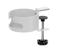 SiSinkal Porte-gobelet réglable en aluminium : support de tasse à clipser pour bureau, table de jeu et voyage, support anti-déversement, s'adapte à la plupart des tasses jusqu'à 9,5 cm, blanc