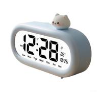SiSinkal Réveil mignon avec veilleuse, affichage LED numérique pour l'heure, la date, la température, luminosité réglable, figurines de chaton panda lapin pour décoration de chambre à coucher (8897