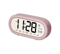 SiSinkal Réveil numérique LED avec grand écran, température et date, rétro-éclairage doux pour chambre à coucher, bureau, ovale, silencieux, sans tic-tac, gris (rose)
