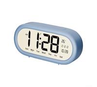 SiSinkal Réveil numérique LED avec grand écran, température et date, rétro-éclairage doux pour chambre à coucher, bureau, ovale, silencieux, sans tic-tac, gris (vert)