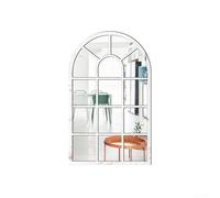 SiSinkal Sticker Mural Imitation Fenêtre Miroir 3D avec Cadre en Bois Acrylique Demi-Lune Décor pour Salon Chambre Couloir Bureau Maison Décor 42x27cm(Blanc)