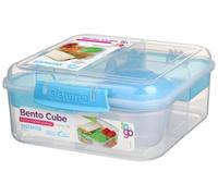 Sistema Bento Cube 21685 Boîte à déjeuner 5 compartiments avec gobelet et couvercle à visser Violet 17,5 x 17,5 x 8 cm