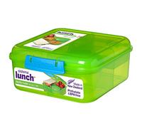 Sistema Bento Cube Boîte à repas | 1,25 L Récipient de conservation alimentaire avec compartiments individuels et pot à yaourt | Coloris assortis (selon le lot) | 1 pièce