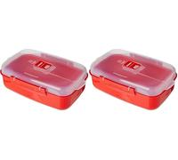Sistema Boîte à micro-ondes 1,25 l en rouge, Plastique, Rouge, 45 x 35 x 25 cm (Lot de 2)