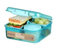 Sistema Boîte bento Ocean Bound Plastic | Boîte à repas avec pot à yaourt/fruits | 1,25 L | Sans BPA et fabriqué à partir de plastique recyclé | sarcelle (pierre) | 1 pièce