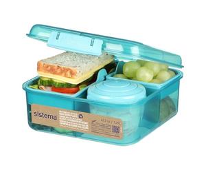 Sistema Boîte bento Ocean Bound Plastic | Boîte à repas avec pot à yaourt/fruits | 1,25 L | Sans BPA et fabriqué à partir de plastique recyclé | sarcelle (pierre) | 1 pièce