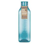 Sistema Bouteille d'eau carrée | 1 litre | Bouteille d'eau sans BPA | Bouchon étanche | Bords antidérapants | Bleu-gris
