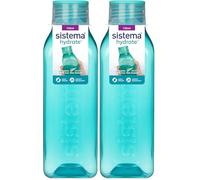 Sistema Bouteille d'eau carrée | 725 ml | Bouteille d'eau sans BPA | Bouchon étanche | Bords antidérapants | Coloris assortis (Lot de 2)