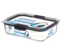 Sistema Brilliance Récipient de Conservation Alimentaire étanche | 2 Litre| Résiste aux Taches et n’imprègne Pas Les odeurs | Orifice Vapeur Micro-Ondes | sans BPA | Clips Noirs