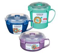 Sistema Contenants micro-ondes | Mug à soupe micro-ondes, bol à porridge & bol à nouilles | Contenants alimentaires micro-ondes avec évents de libération de vapeur | Sans BPA | Lot de 3