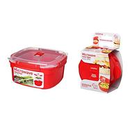Sistema Cuiseur vapeur micro-ondes avec panier vapeur | 2.4 L Cuiseur vapeur aliments medium | sans BPA | Rouge/Transparent & Micro-ondes Easy Eggs | 271 ml | sans BPA | Rouge