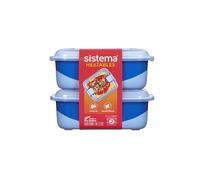 Sistema Heatables Contenants alimentaires micro-ondes | 1L | Contenants de préparation de repas étanches avec couvercles | Lot de 2 | Rectangles Lazuli bleu