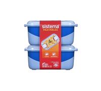 Sistema Heatables Contenants alimentaires micro-ondes | 890 ml | Contenants de préparation de repas étanches avec couvercles | Lot de 2 | Rectangles Lazuli bleu