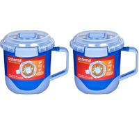 Sistema Heatables Tasse à soupe micro-ondes | 660 ml | Contenant de préparation de repas étanche avec couvercle | 1 unité | Round Lazuli bleu (Lot de 2)