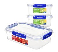 Sistema KLIP IT PLUS Boîtes de conservation alimentaire antifuite | 2 x 1 L & 2,2 L | Boîtes de préparation avec couvercle hermétique sempilablese mboîtables | Boîtes à repas pour l’école | 3 unités