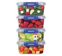 Sistema KLIP IT PLUS Récipients de Conservation Alimentaire, 1 L, Lot de 4 | Boîtes Repas en Plastique, avec Couvercle Hermétique, Compartiment Unique, Conception Étanche, Empilable et Transparente