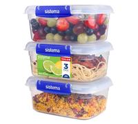 Sistema KLIP IT PLUS Récipients de conservation alimentaire | 1 litre | Boîtes alimentaires étanches, empilables et hermétiques | lunch box enfant | 3 pièces