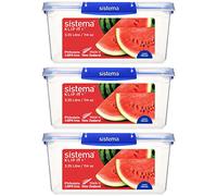Sistema KLIP IT PLUS Récipients de conservation alimentaire | 3,35 litres | Boîtes alimentaires étanches, empilables et hermétiques | lunch box enfant | 3 pièces