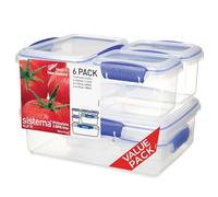 Sistema KLIP IT Récipients multiples de conservation des aliments | Boîtes à repas empilables avec couvercles étanches | Clips bleus | Tailles assorties | 12 pièces (6 boîtes et couvercles)