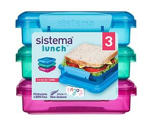 Sistema Lunch boîtes à sandwich - Récipients pour la conservation des aliments de 450 ml - Assortiment de couleurs - Lot de 3