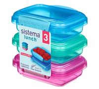 Sistema Lunch Boîtes Alimentaires, 450 mL, Bleu, Vert, Rose, Lot de 3 | Petits Pots à Collation, 1 Compartiment avec Couvercle, Pour Conservation et Transport, Plastique Coloré Sans BPA
