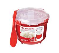 Sistema Micro-ondes Cuiseur à riz | Parfait pour cuire le riz, la polenta et le couscous | Medium 2,6 L | Non adhésif, sans BPA avec couvercle | Rouge/Transparent