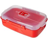 Sistema Microwave Boîte de Cuisson Micro-Ondes, 1,25 L, Rouge | Récipient à Repas Rectangulaire, en Plastique Rouge, Usage Multifonction avec Couvercle Vapeur transparent