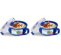 Sistema Microwave Bol petit-déjeuner | Récipient micro-ondes rond avec couvercle | 850 ml | Sans BPA | couleurs assorties | 1 pièce (Lot de 2)