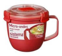 Sistema Microwave Petit mug à soupe | Récipient alimentaire micro-ondes | 565 ml | Sans BPA | Rouge/Transparent