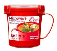 Sistema Mug pour Soupe Micro-ondable 656 ML - Boîte de Conservation Micro-ondable avec évent d’échappement de Vapeur - sans BPA - Rouge - 1 unité