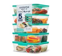 Sistema NEST IT Meal Prep Récipients Alimentaires, 1,9 L, Vert, Lot de 5 | Préparation des Repas de la Semaine, Boîte Transparente en Plastique Sans BPA, 3 Compartiments Séparés, Couvercle Hermétique