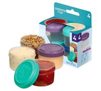 Sistema Pots à vinaigrette TO GO - Récipients alimentaires 35 ml pour sauce avec couvercle - Sans BPA - Couvercles bleu, vert, rose et violet - Lot de 4