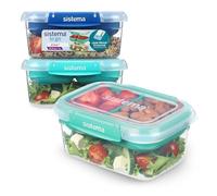 Sistema Stax Boîtes de conservation alimentaires à emporter | 1 l | Set de 3 boîtes hermétiques compartimentées | Fermeture antifuite | Clips de fermeture facile | Sans BPA