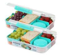 Sistema TO GO Boîte à bento | Boîtes à déjeuner compartimentées avec pots à snacks | 1,48 l | Sans BPA | 2 unités | Vert menthe