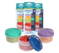 Sistema To Go Mini Bites Boîtes à Goûter avec Couvercles 130 mL, Lot de 9 | Conservation Alimentaire Hermétique, Petites Portions de Sauce, Yaourt ou Fruits Secs à Emporter, Forme Ronde en Plastique