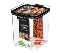 Sistema Ultra Récipients de conservation hermétiques | 3 récipients alimentaires carrés en plastique avec couvercle (1x 1,3 l + 2x 700 ml) | Empilables | Fermeture par clips | Sans BPA