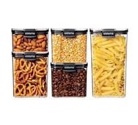 Sistema Ultra Boîtes de conservation alimentaires hermétiques carrées | Plusieurs capacités | Empilables | Clips de fermeture | Sans BPA | Transparentesdétails noirs | 5 unités