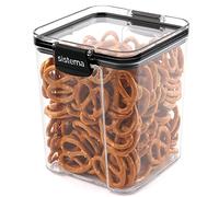 Sistema Ultra Récipient Alimentaire Carré, Transparent, 920 mL | Boîte de Rangement Élégante en Plastique, avec Couvercle Hermétique, pour la Conservation des Aliments Secs, Détail Noir