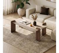 Sita table basse rectangulaire effet travertin et noyer 120cm