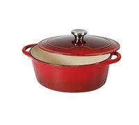Sitram 710839 Cocotte 4 L Fonte d'acier émaillée Forme ovale,Rouge/Crème,27 x 21 x 11.5 cm