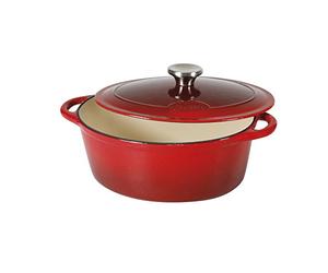 Sitram 710840 Cocotte 6.5 L Fonte d'acier émaillée Forme ovale,Rouge/Crème,33 x 25 x 13.5 cm