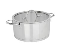 Sitram 711463, Faitout Charleston en acier inoxydable qualité professionnelle Ø 24 cm, H. 12 cm - Couvercle Vapeur en Verre inclus - tous feux dont induction, Argenté.