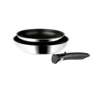 Sitram 713508 Lot de 2 Poêles Inox Gamme SITRAMOVIBLE ARPEGE Ø 24-28 cm H 5-6 cm - Revêtement intérieur noir sans PFOA - manche amovible SITRAMOVIBLE - Tous feux dont induction
