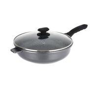 Sitram 714221 Sauteuse Fonte Aluminium Intérieur effet Pierre Ø28 cm, H7 cm - Revêtement anti-adhésif 2 couches sans PFOA, Couvercle Vapeur en Verre, Manche soft touch - Tous feux dont induction