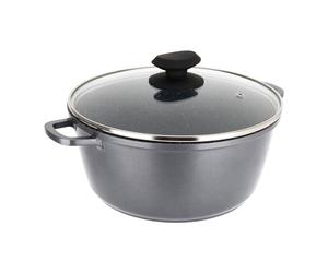 Sitram 714222 Faitout Fonte Aluminium Intérieur effet Pierre Ø24cm H11cm - Revêtement anti-adhésif 2 couches sans PFOA, Couvercle Vapeur en Verre, Poignées fonte d'aluminium - Tous feux dont induction