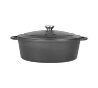 Sitram 714949 COCOTTE TRADIFONTE Ovale en Fonte émaillée 6,5 litres - Extérieur Noir et intérieur Blanc - Toutes Sources de Chaleur y Compris Induction - Idéale pour Repas de 6 à 8 Personnes